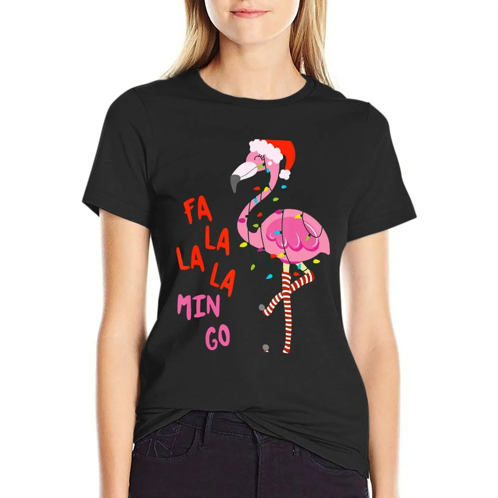

Fa La La La Mingo Flamingo For Christmas Xmas Animal Lover T-Shirt tops summer clothes funny t shirt Women