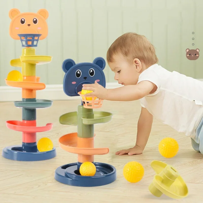 

Baby Toys Rolling Ball Pile Tower Early Educational Toy for Babies Rotating Track Educational Baby Gift Stacking Toy for Kids