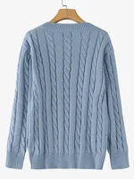 VONDA Autumn Long Sleeve Knitted Sweaters Round Neck Causal Solid Warm Pullovers 2024 Commute Or Holiday And Leisure Jumpers 2