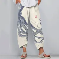 2024 New Fashion 3D Octopus Print Pocket Pants For Women Retro Home Casual Pants For Women Plus Size Elasticated Belt Pants 1