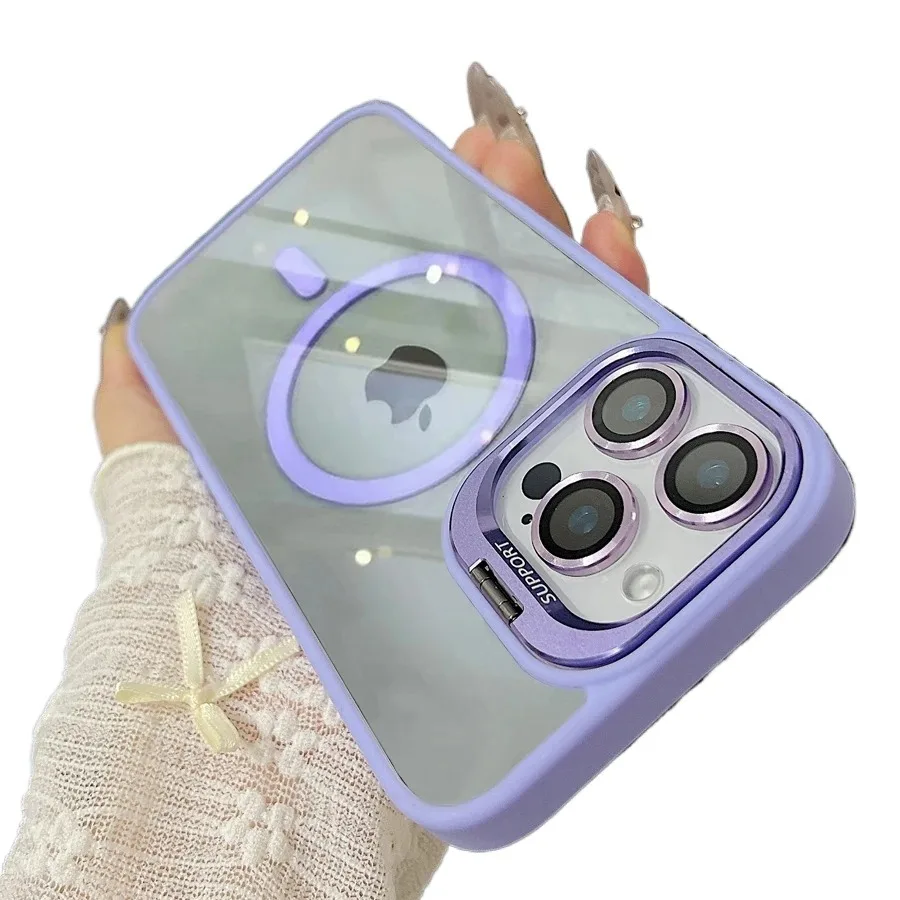 Premium Magnetic Ring Stand Case with Lens Protector and Wireless Charging Capability