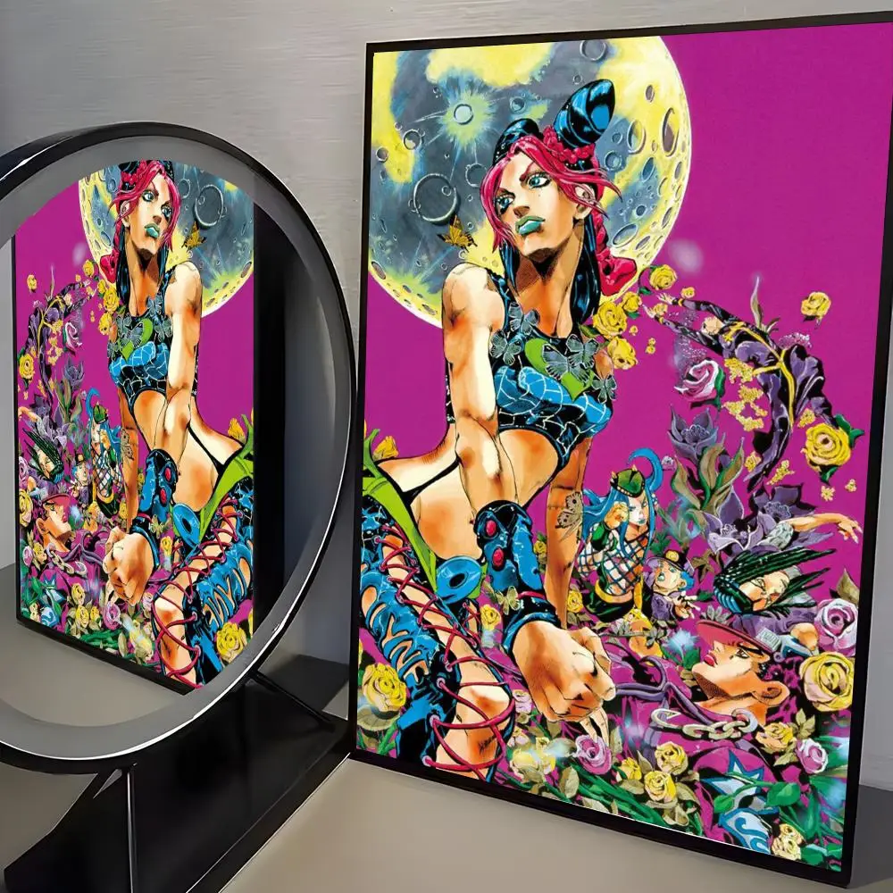 Hot Anime J-JoJo Bizarre Adventure Poster, wasserdichter HD-Wandaufkleber, selbstklebendes Kunstposter, lichtbeständig, Heim- und Raumdekoration – Detail 24