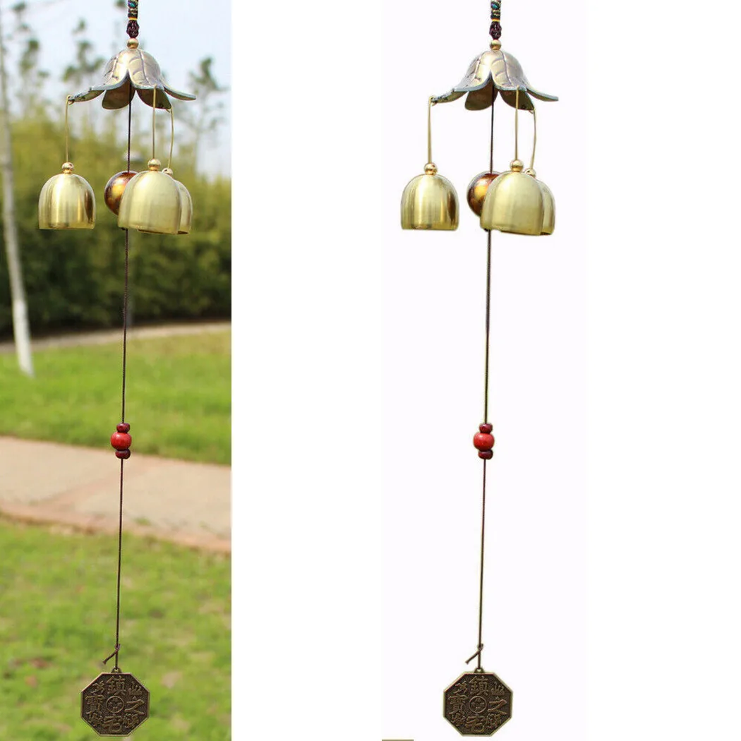 3 Bells Copper Wind Chimes For Outdoor Living Yard Garden Decoration Hanging Windchimes Craft Gifts 48cm Carillon De Jardin 3
