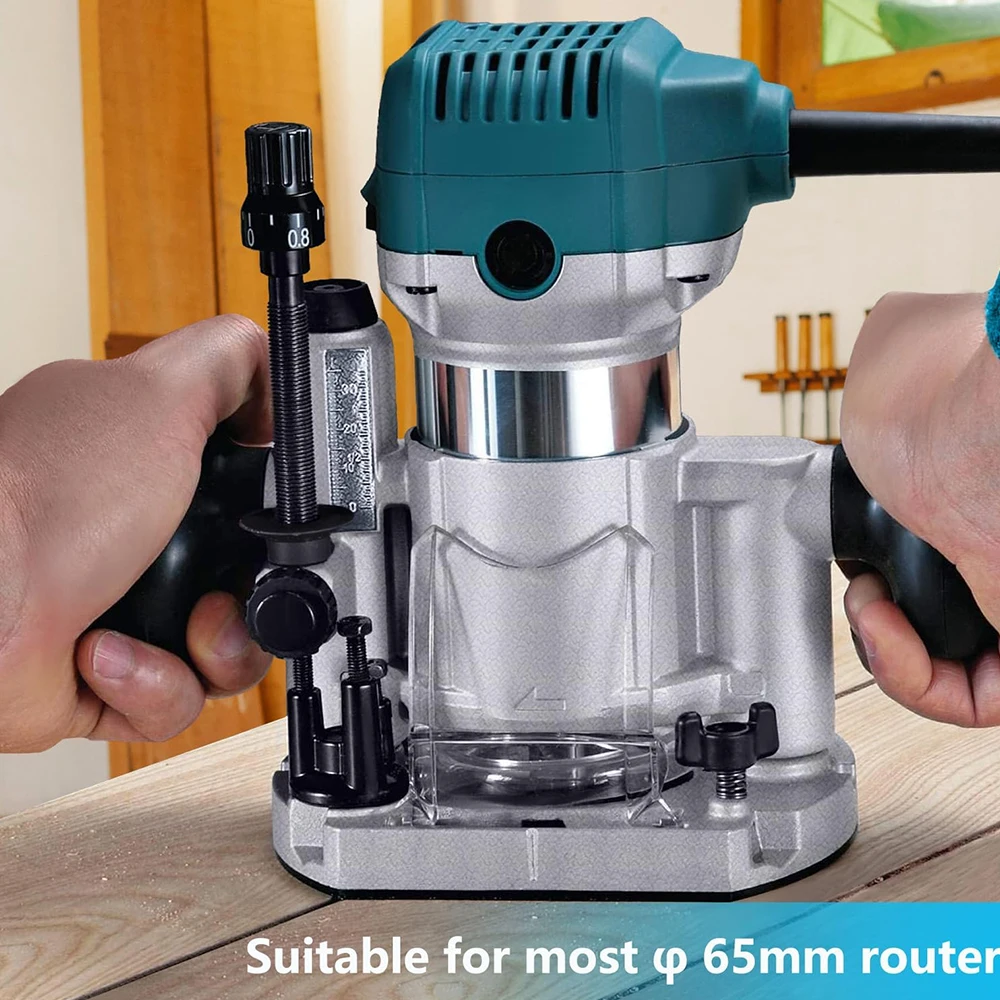 Aluminum Plunge Router Bracket Opening Carving Rack Compatible with 65mm Diameter for Electric Trimming Machine Power Tool