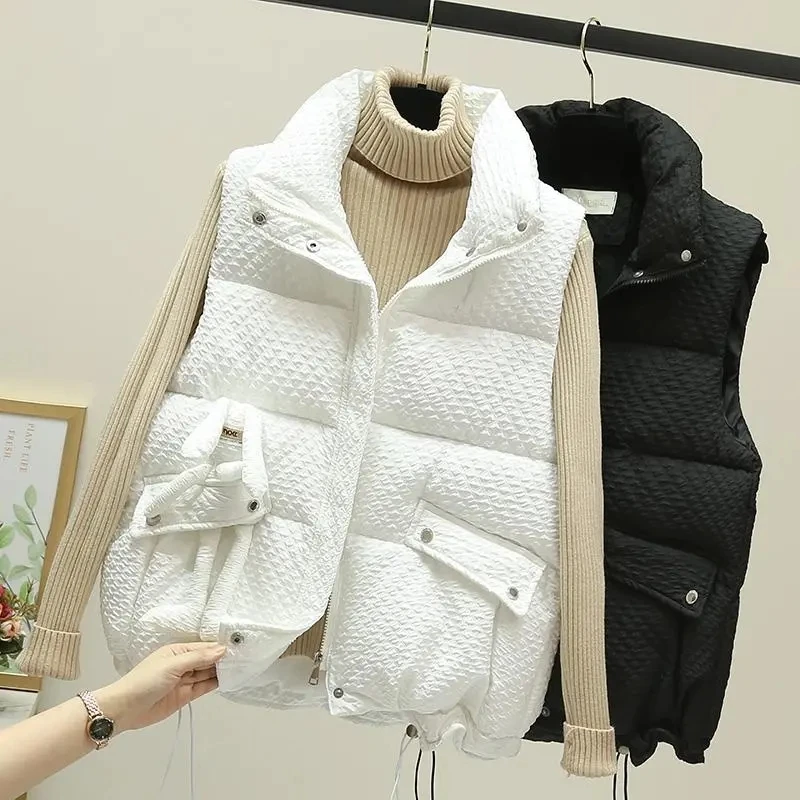 

Sleeveless Down Cotton Vest Jacket Women's 2023 New Autumn/Winter Student Loose Bunny Hanging Waistcoat Fashion Korean Short Top