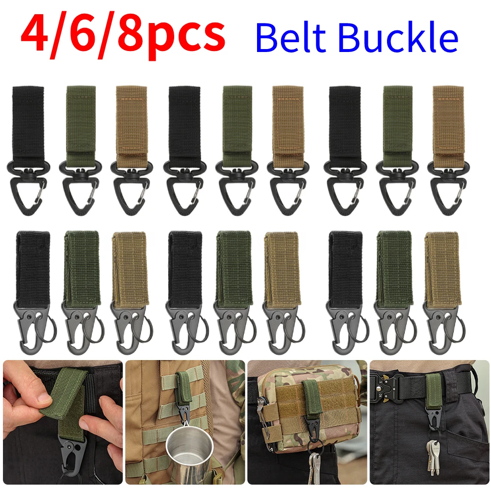 Tactical Carabiner Backpack Keychain Buckle Hook Molle Nylon Webbing Belt  Clip