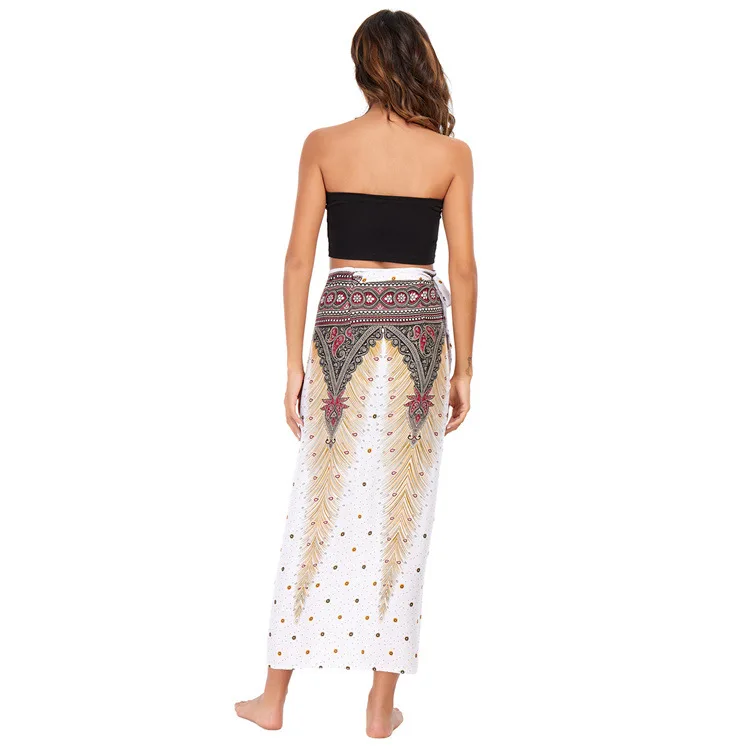 Boho-Kleid & Rock für Damen, Yoga-Freizeitkleid, Sommer-Maxikleid, Kurzes Bedrucktes Strandtuch, Multifunktional – Detail 11