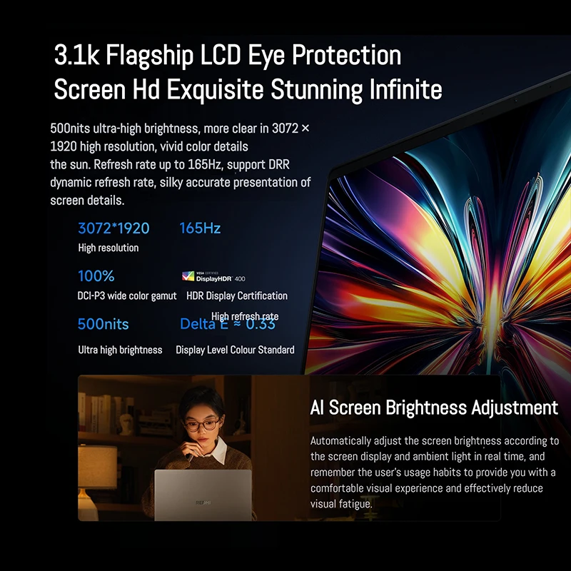 Xiaomi REDMI Book Pro 16 2025 Laptop Ultra 7 255H/Ultra 5225H Intel Arc Graphics 32GB LPDDR5X 1T SSD 16-inch 165 Hz 3.1K Screen - Image 4