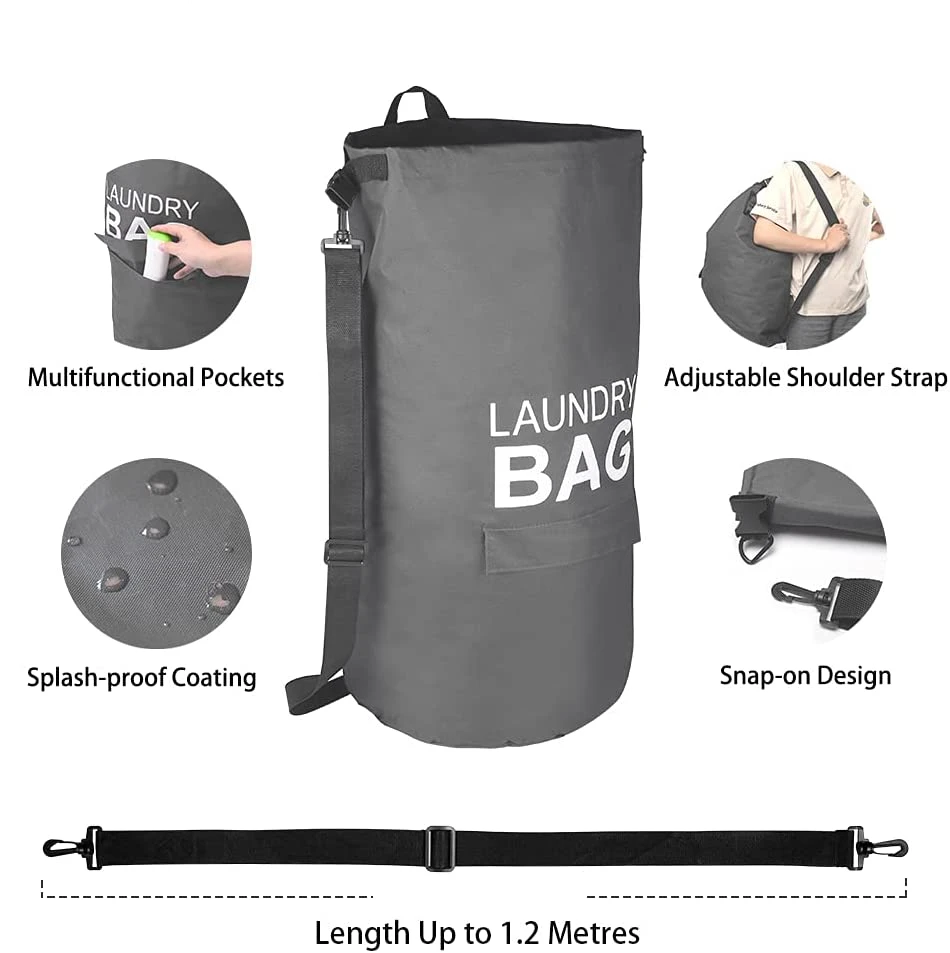 71L Laundry Bag Laundry Basket Room Organizer Backpack with Adjustable Shoulder Straps and Pocket Clothes Hamper 6