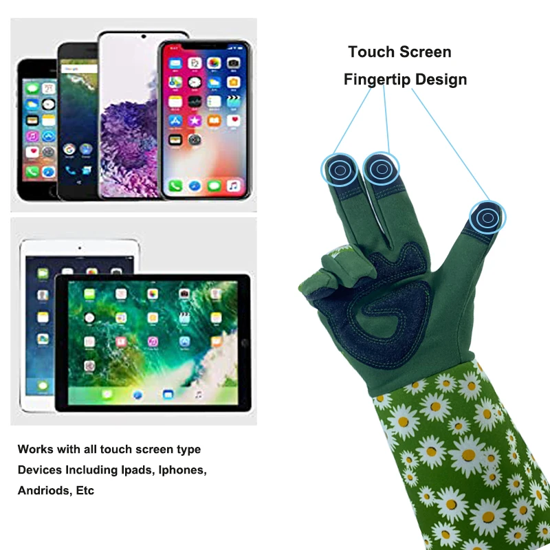 Neue lange Gartenhandschuhe für Damen, dornensichere Handschuhe, Gartenhandschuhe für Herren zum Rosenschneiden mit Touchscreen, atmungsaktive Arbeitshandschuhe_voghion.com