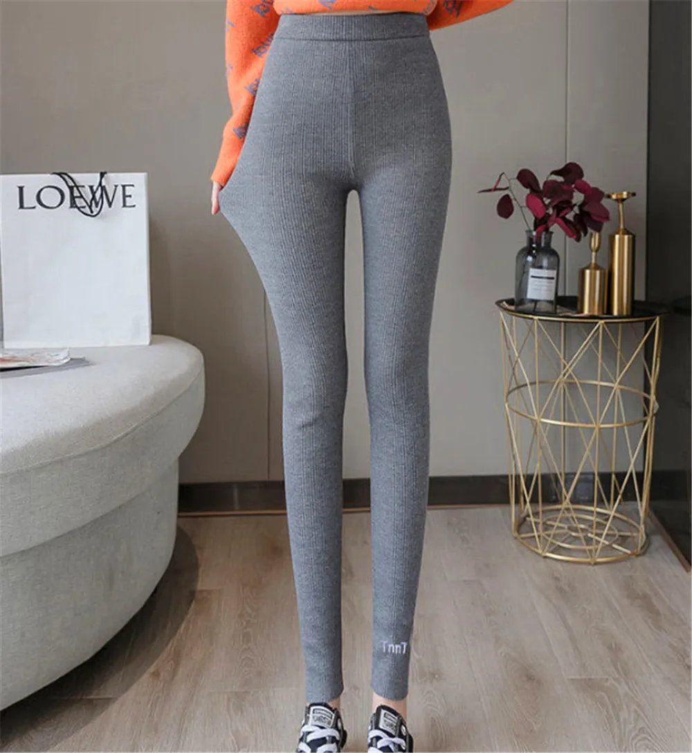 Fleece Rib Kint Leggings Frauen gerippt Stricken Strumpfhosen Winter Stretch hose Korea Japan Active Pants Thermal hose – Detail 8