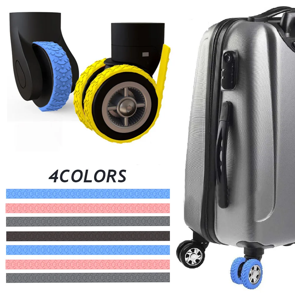 

4PCS Silicone Wheels Protector For Suitcase Reduce Noise Luggage Wheels Protector Scalable Self-adhesive Chair Wheels Cover