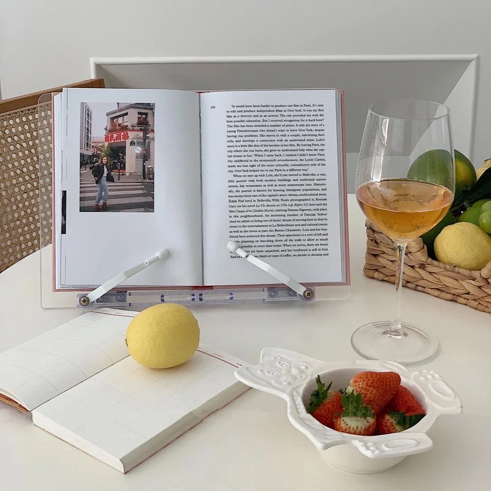 Transparent Acrylic Adjustable Lift Simple Bookshelf Tablet Ipad Desktop Bracket Book Clip Fixed Children\'s Book Clip Artifact