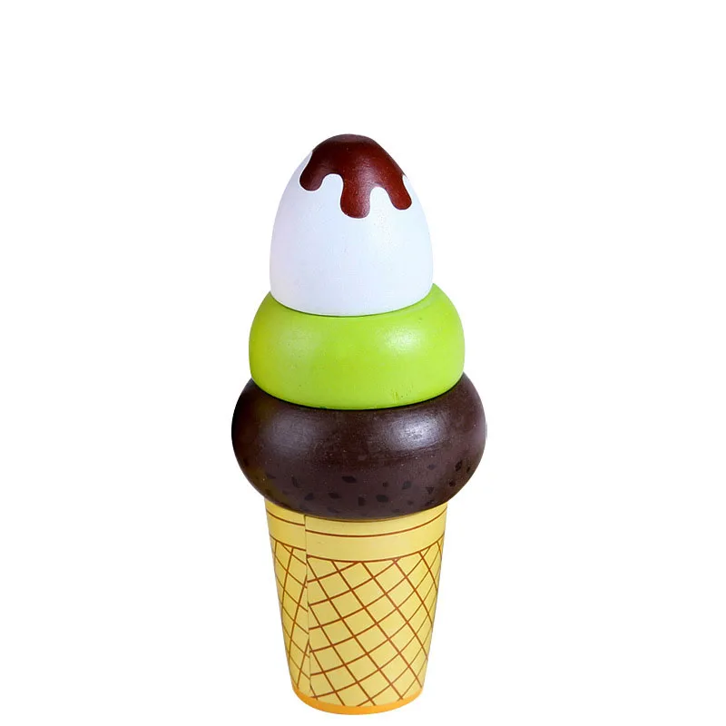 Wooden kitchen toys pretend play house ice cream food simulation kitchen magnetic food play house educational toys for children educational toys kitchen toys pretend kitchen toys pretend food toys wooden ice cream playset