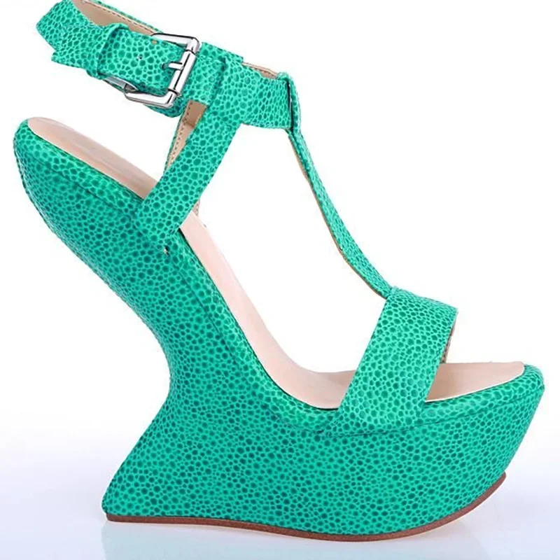 Platfrom Strange Crocdile Leather Sandas Sexy Pointed Toe Slingback Customized New Arrivals Fashion Women Modern Shoes