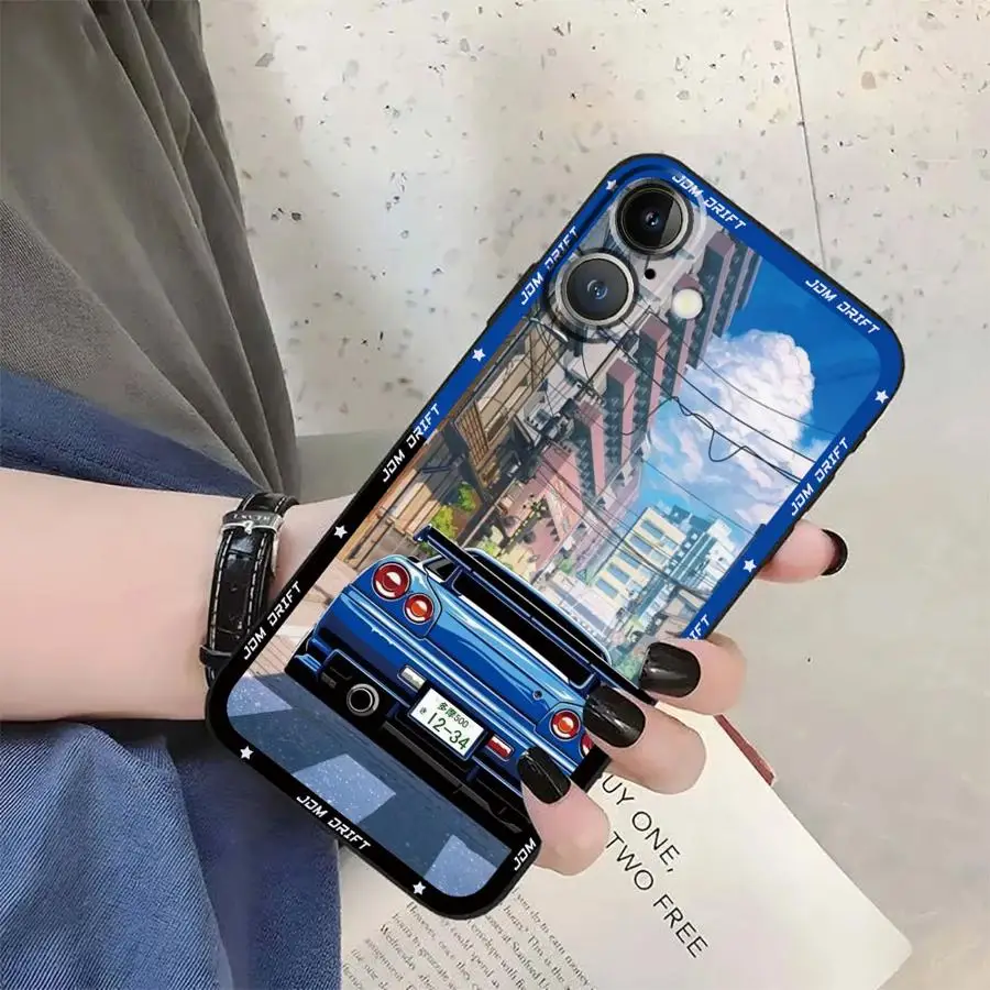 Japanese JDM Drift Car Black Soft Phone Cover
