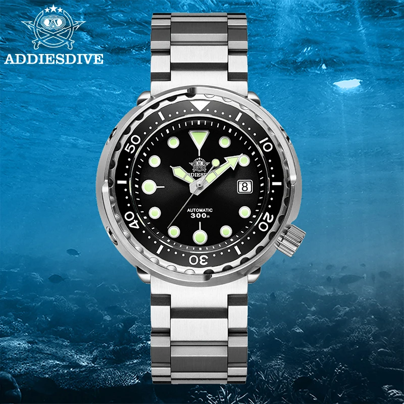 Men's Mechanical Watch 8215 Movement Sapphire Glass Stainless Steel Watch Night Light Waterproof Diving