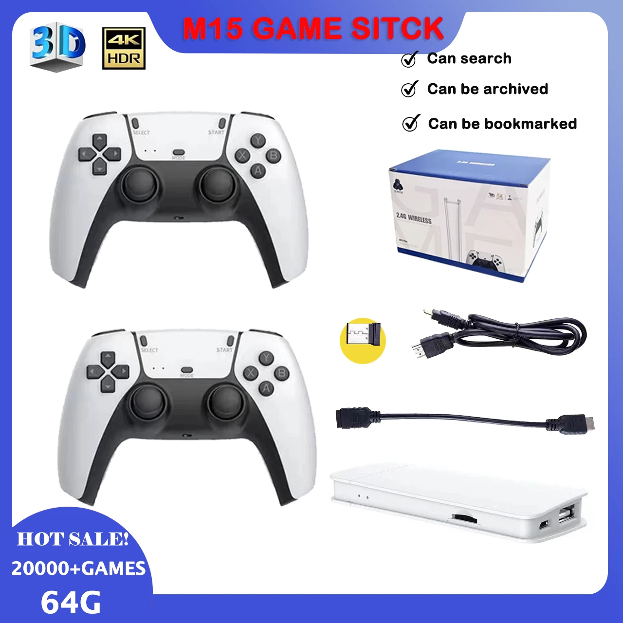 thumbnail image 2 of Retro Game Console With 20,000+ Classic Games - Wireless Stick For TV Gaming With Dual Controllers 2 of 10