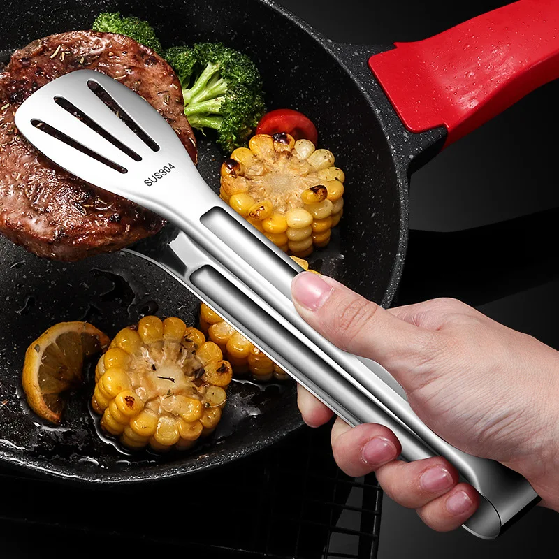 9/12/14 In 304 Stainless Steel Food Clip food tongs Steak Bread BBQ Meat Salad fruit Picnic Party Kitchen Baking Cooking Tools
