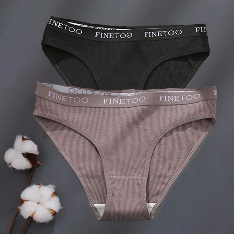 thumbnail image 1 of Bragas de algodón de M-XXL para mujer, ropa interior Sexy de tiro bajo, con cinturón y letras, lencería íntima de talla grande, 2 unids/set, 1 of 5