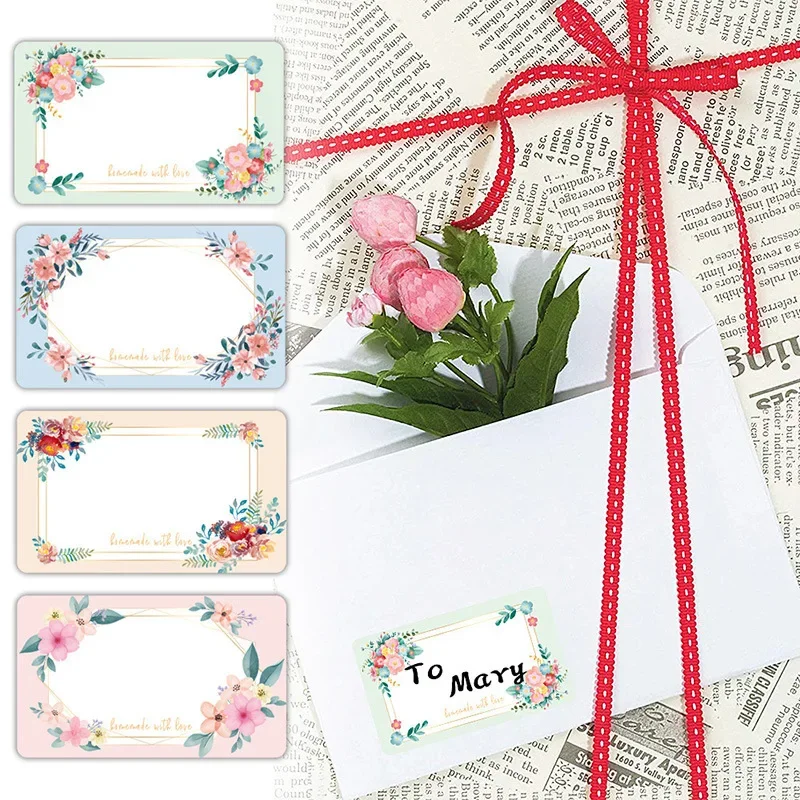 500 Floral Sticker Labels - 4 Cute Styles, Blank Name Tags For Jars, Bottles, Gifts & More