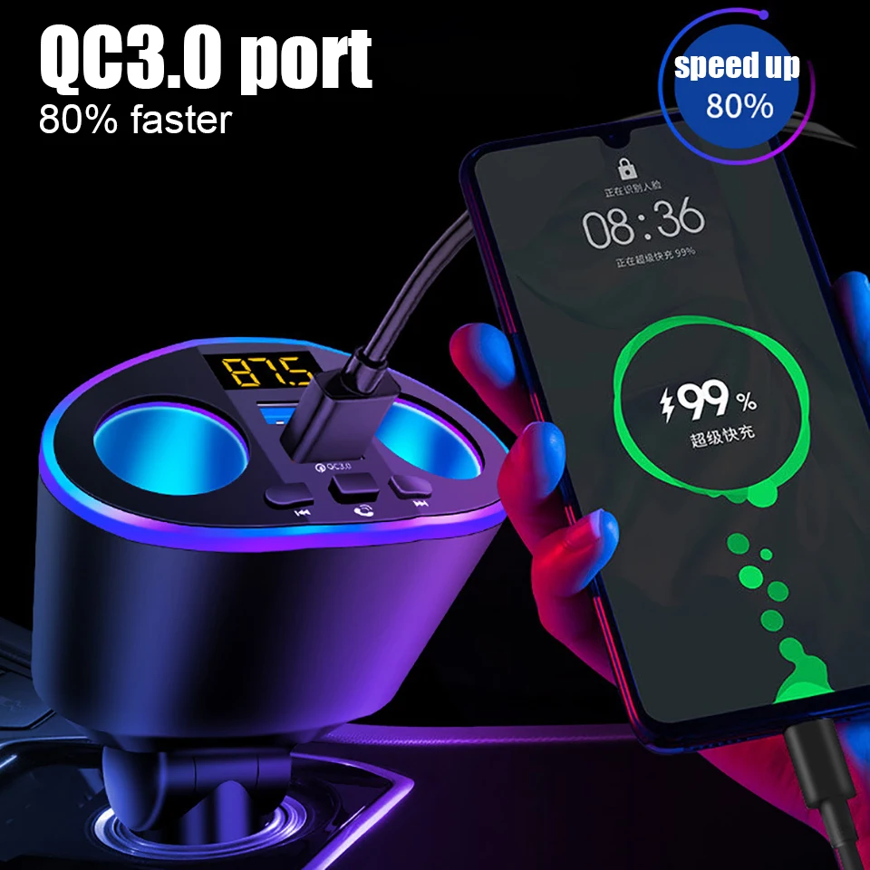    ȣȯ 5.0 FM ۽ű ŰƮ, MP3  USB QC3.0  , LCD ÷  