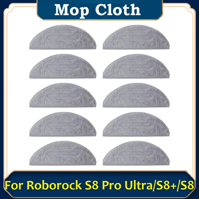 

10PCS Mop Cloth For Roborock S8 Pro Ultra / S8+ / S8 Robot Vacuum Dual Vibrations Washable Reusable Microfiber Pads Replacement