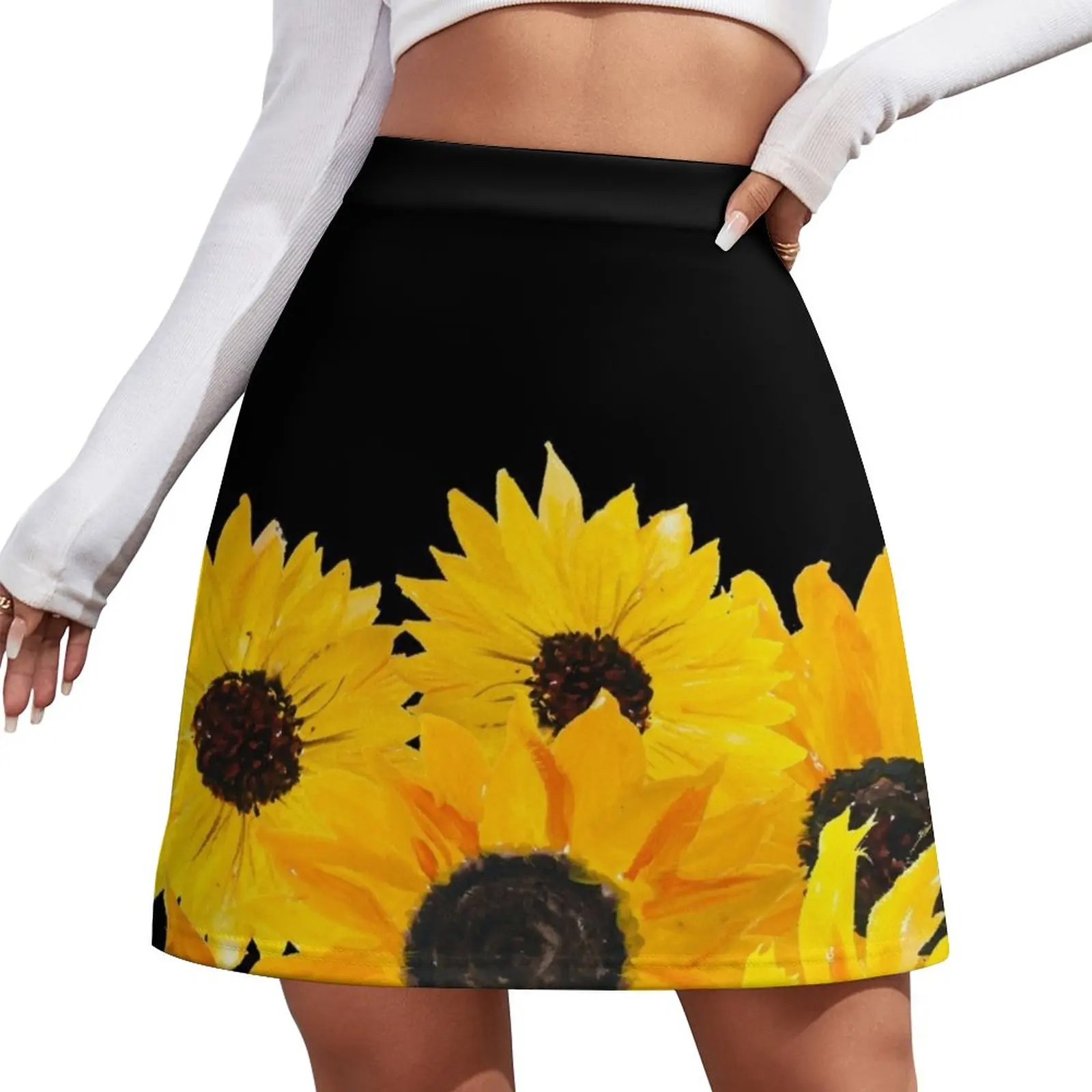 

Painted sunflower bouquet Mini Skirt outfit korean style Women's skirt midi skirt for women
