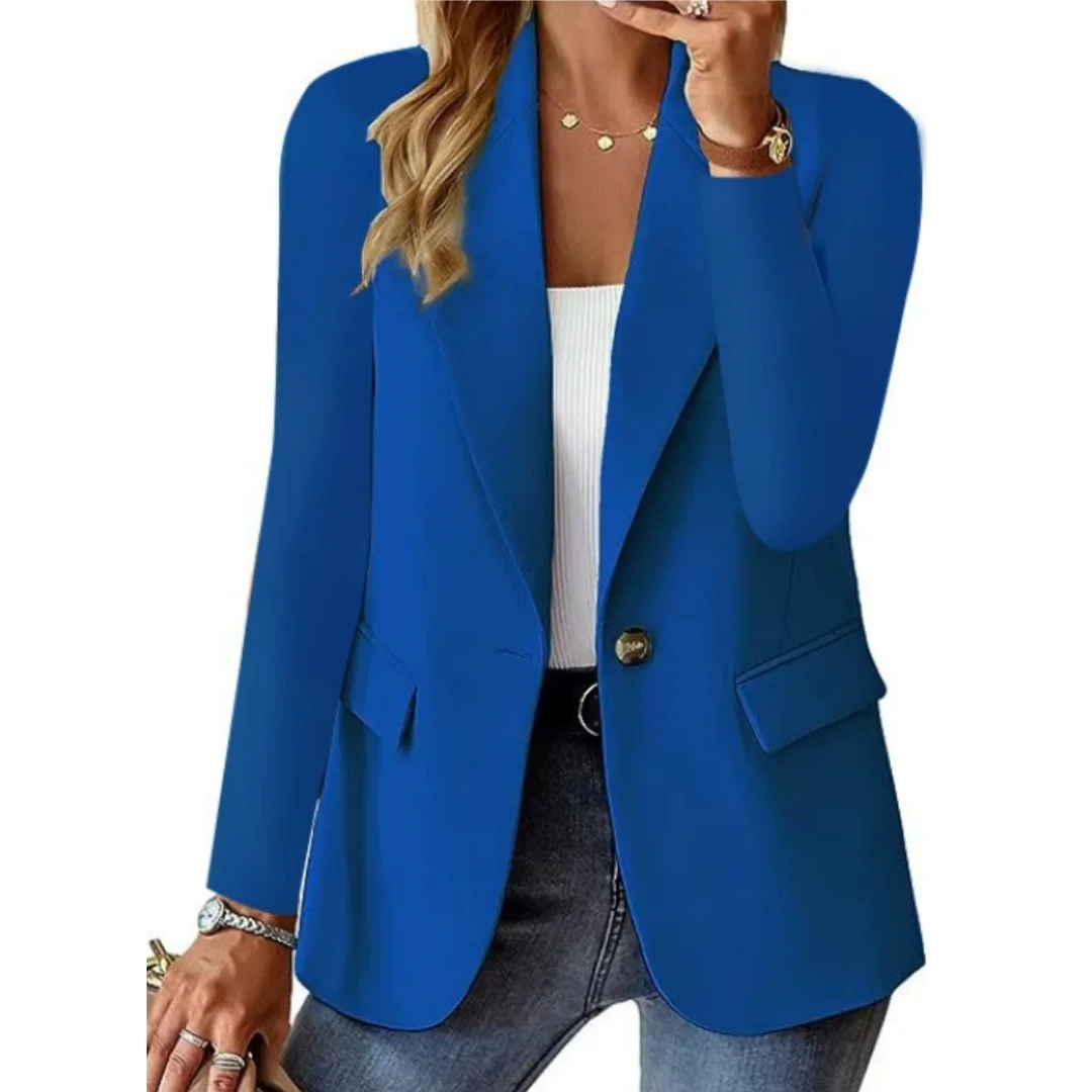 New Women Fashion Solid Button Suit Coat Lapel Long Sleeve Hatless Casual Coat Jacket Oversized Work Office Lady Business Autumn
