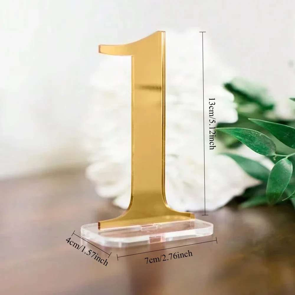 Gold Mirror Wedding Table Numbers Wedding Table Signs 3D Numbers Decor with Stand