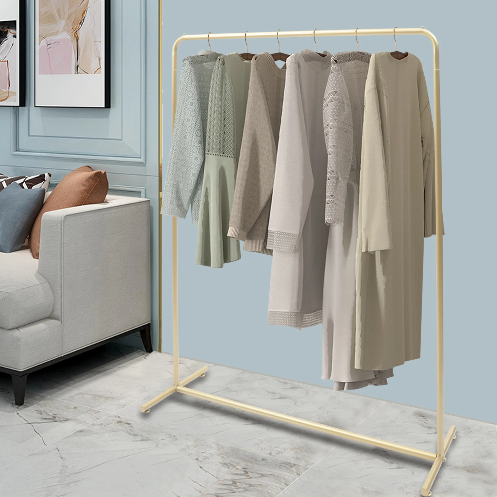 Gold Clothes Rack Metal Freestanding Garment Rack Clothes Display Stand For Living Room Clothing Store