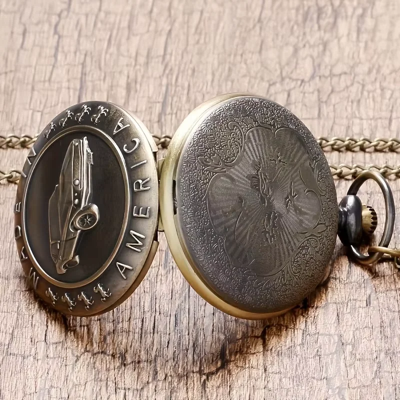 Bronze Mustang Car Pocket Watch - Perfect Birthday Gift for Teens