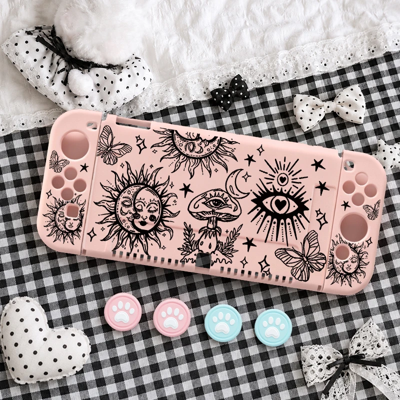 Switch OLED Protective TPU Case Cover, Detachable Slim Design with Full Protection and Bonus Thumb Grips