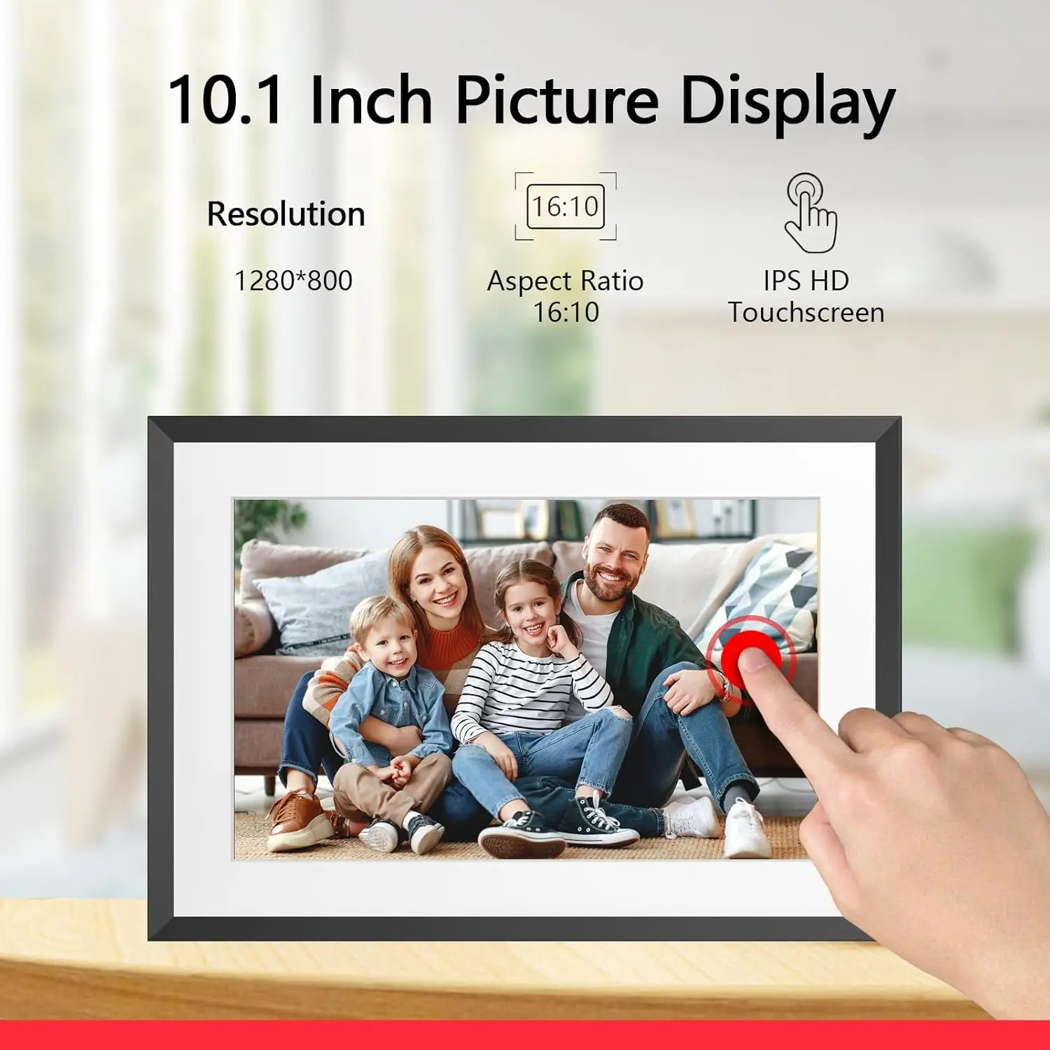 32GB 10.1 Inch WiFi Digital Picture Frame with 1280x800 HD IPS Touch Screen, Send Photo or Videos via App or Email,Support USB D view 5
