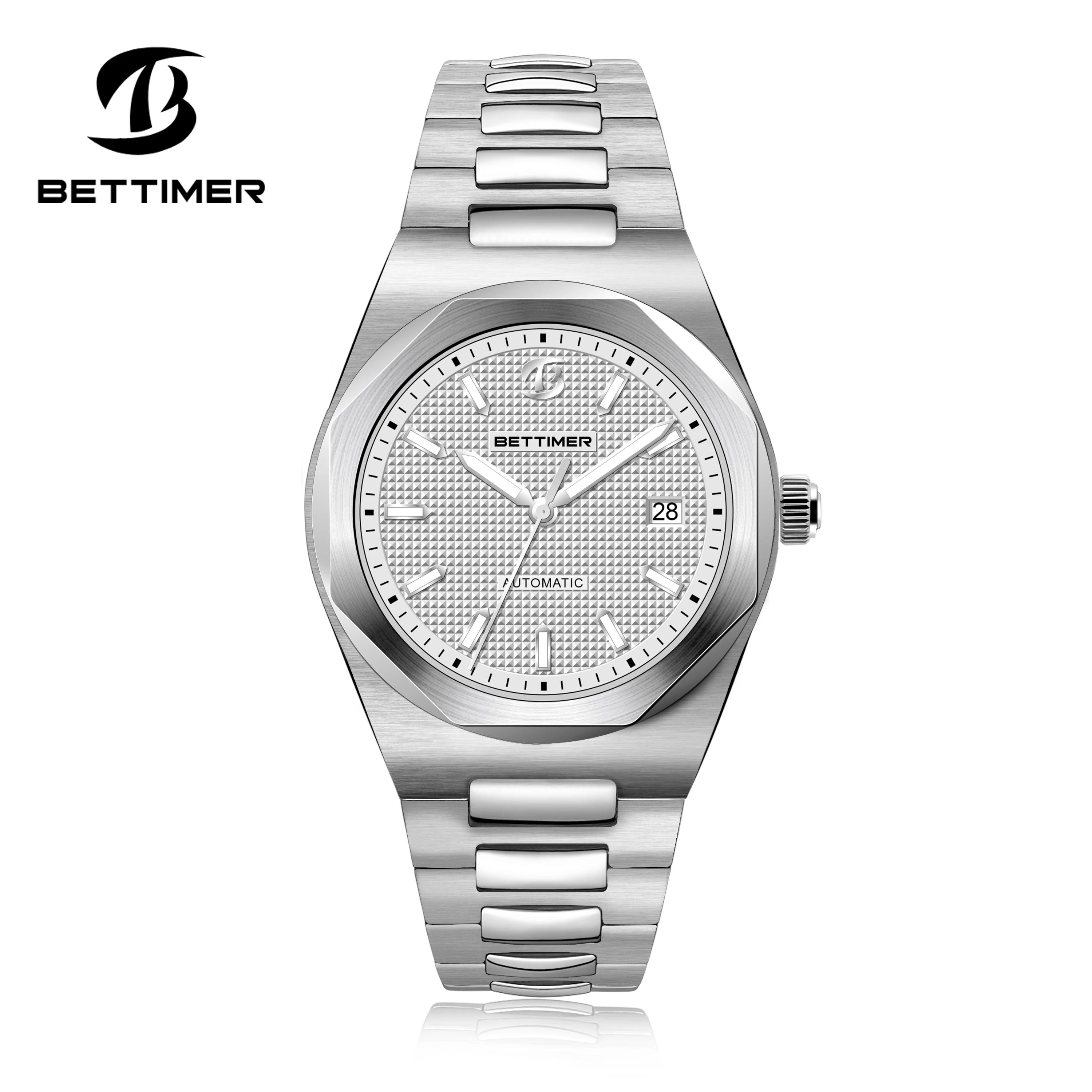 BETTIMER 2024 New 40MM Men's Automatic Mechanical Watch Sapphire AR 316L Stainless Steel Waterproof 10Bar Night Glow BGW9 reloj