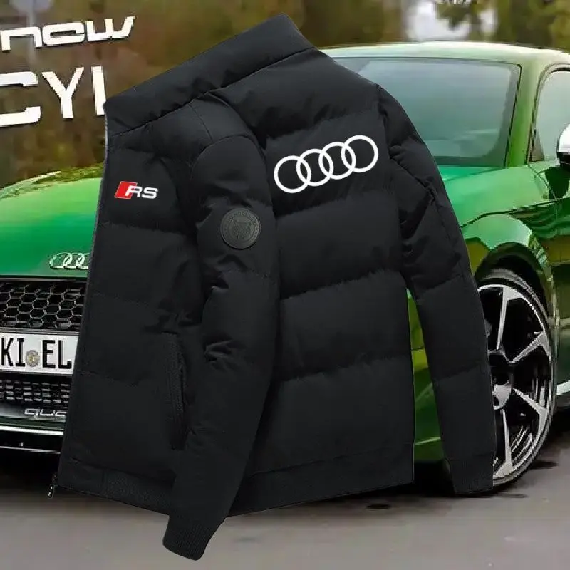 Audi 2025 Men's Stand up Collar Thickened Windproof and Cold proof Cotton Jacket Winter Casual Short Coat