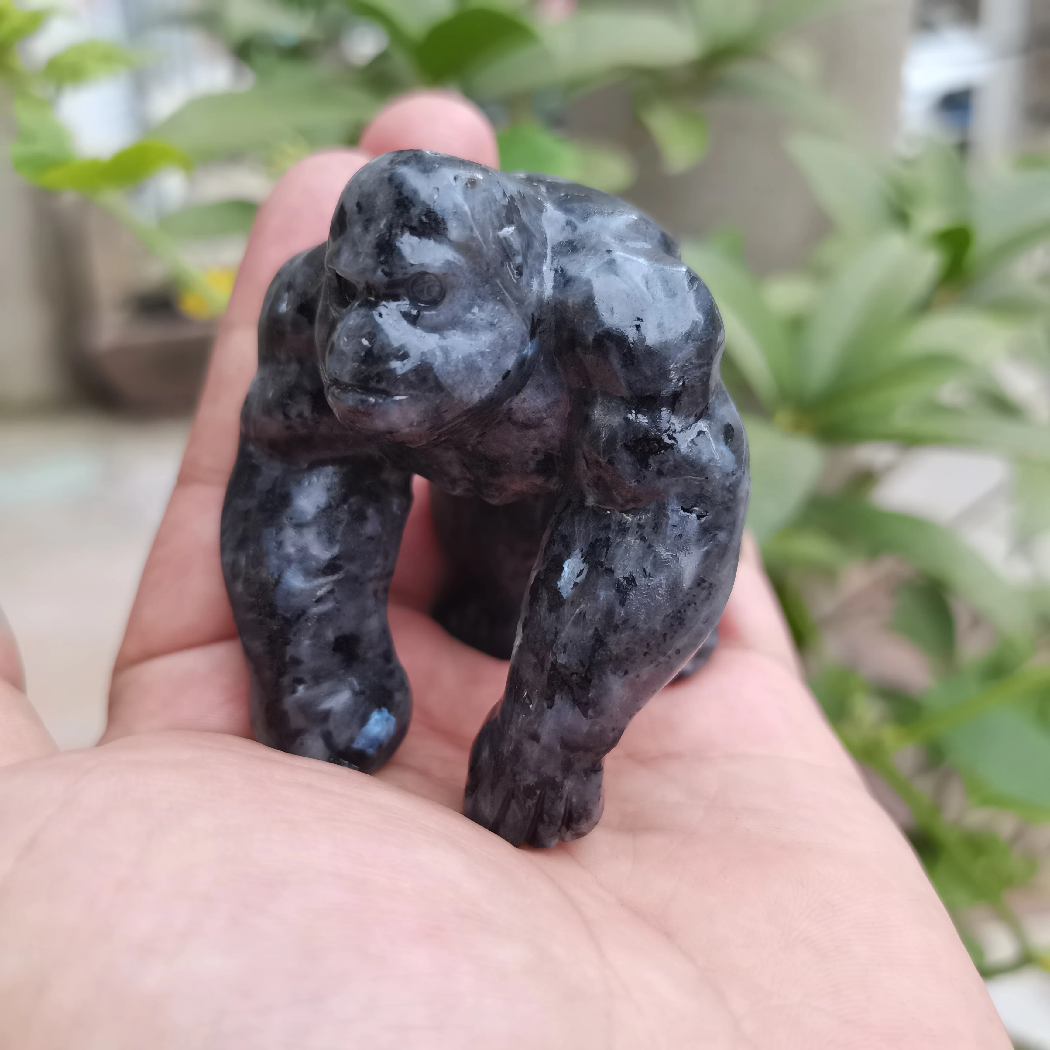 Natural Black Obsidian、Blue Amphibole Crystal Stone