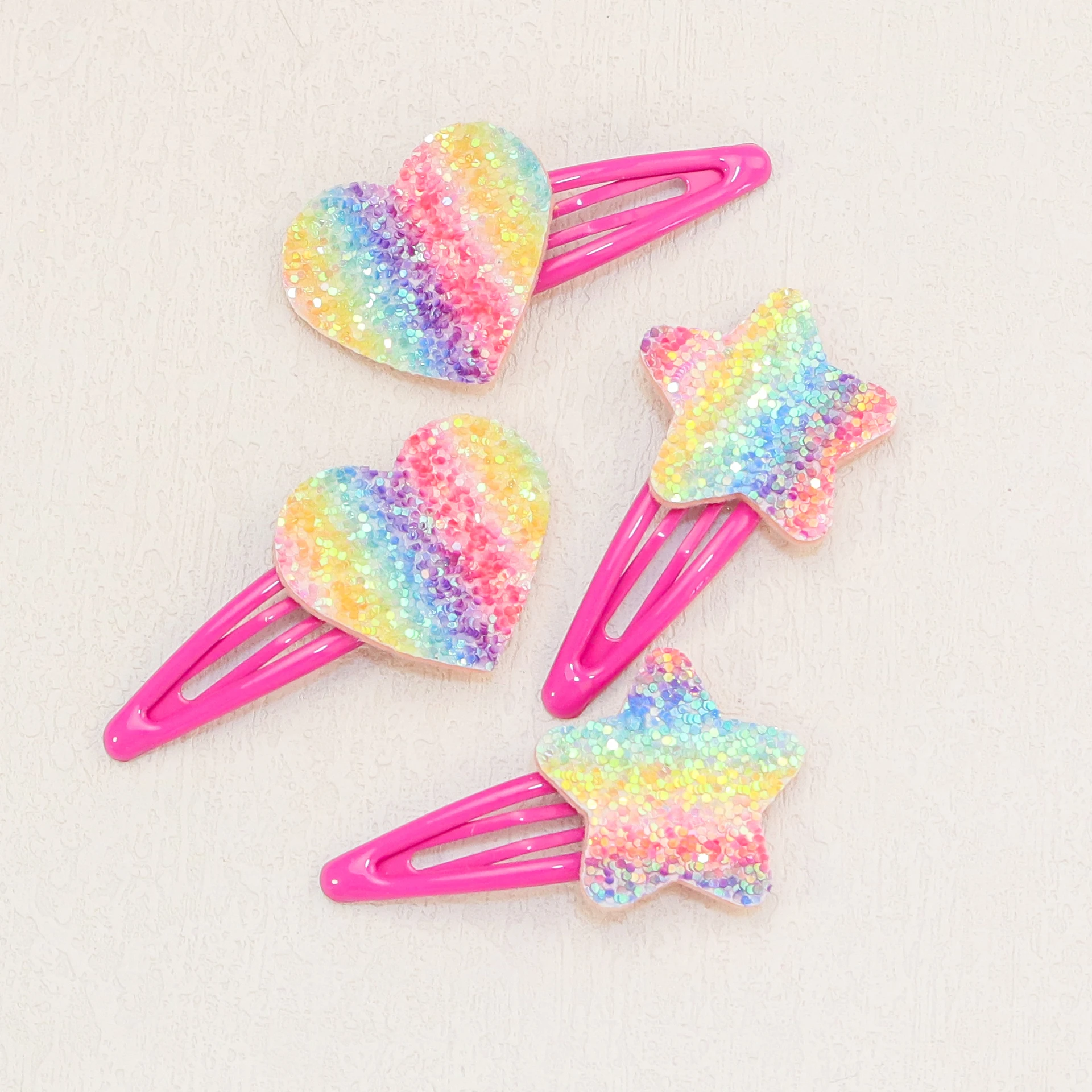 4/16/18 stücke Sparkly Regenbogen Stern Haar Clips Mädchen Schmetterling Haarnadeln Glitter Herzförmige Haar Clips Kinder Kinder headwear – Detail 6