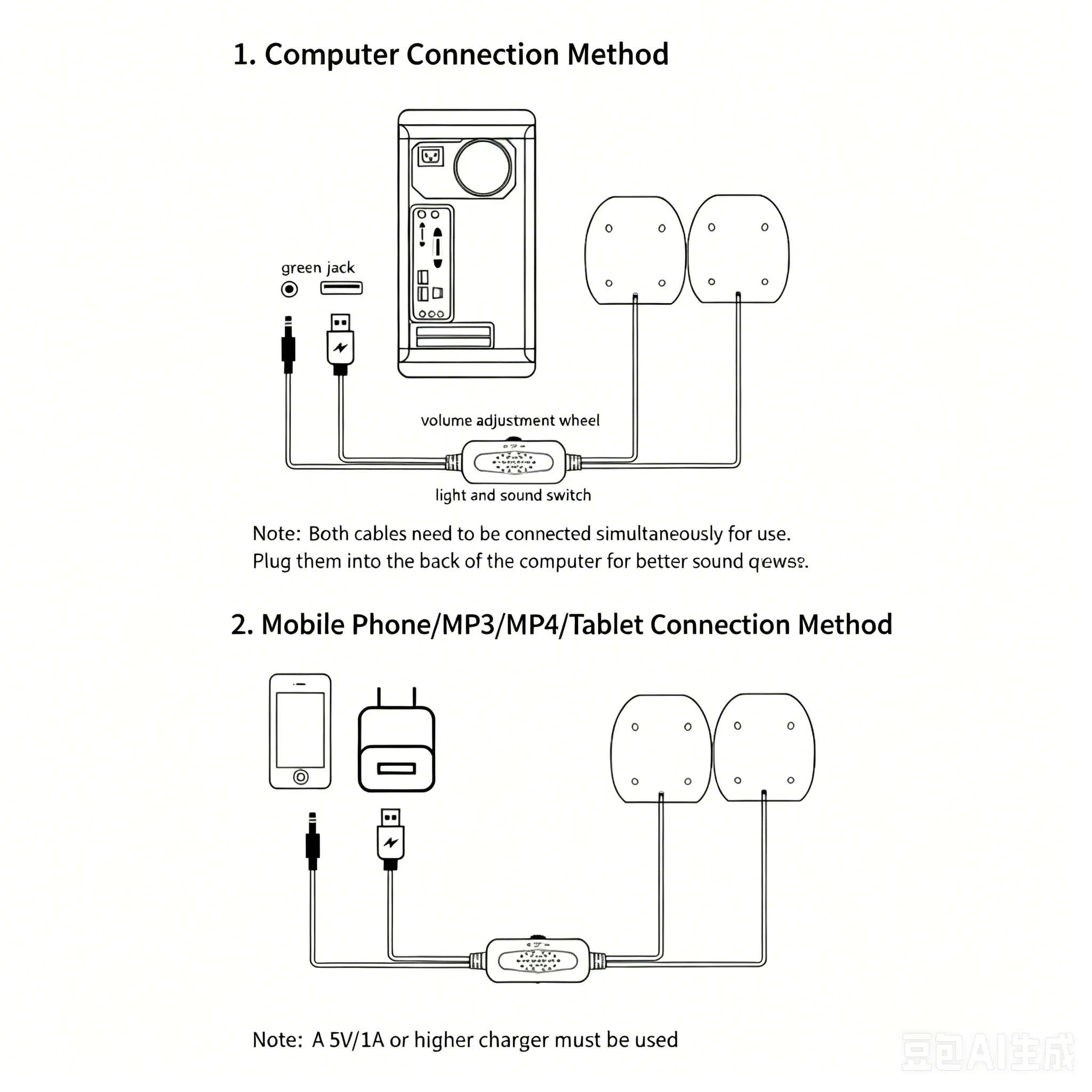 BT561 미니 데스크탑 스테레오 스피커 3W*2 중저음 RGB 무드등 USB 3.5mm 유선 게이밍 사운드 박스 (PC, 노트북, 태블릿, MP3용)
