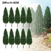 20Pcs 6cm Plastic Tower Shaped Trees Model Train Railway Railroad Scenery Landscape For Doll House Decor Pine Trees 2