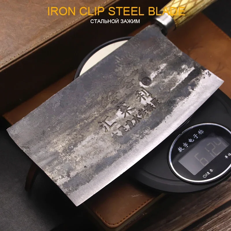 hand forged large boning knife with steel blade Old-fashioned chef's commercial chopping knife for long lasting sharpness 8