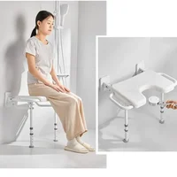 Elderly and Pregnant Women's Bathroom Chair Shower Stool, Foldable Double Armrest Toilet Seat Disabled, Non Slip Commode Stools 1