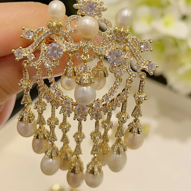 2023 new style brooch high-grade women's natural freshwater pearl corsage accessories women's silk scarf buckle delicate luxury