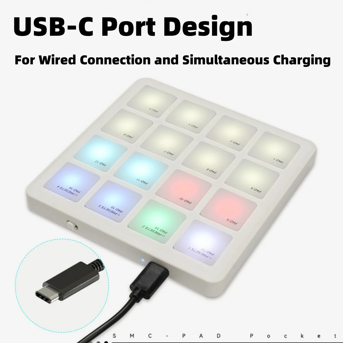 新品 M-VAVE MIDIコントローラー SMC-PAD パッド演奏 MPC M-VAVE SMC-PAD Launch Pad USB-C Interface Portable Design