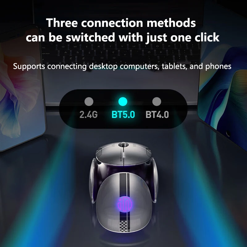Inphic X2 Silent Bluetooth Mouse Metal Base Rechargeable Wireless Gaming Mouse for Computer Laptop Office Game