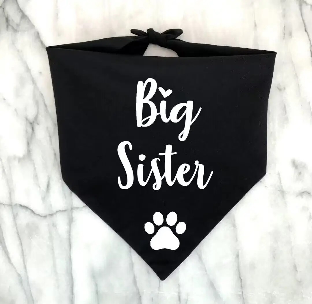 Bandana preto e branco para cães, Anúncio de gravidez, Big Brother, Big Sister, Baby Reveal, Cães