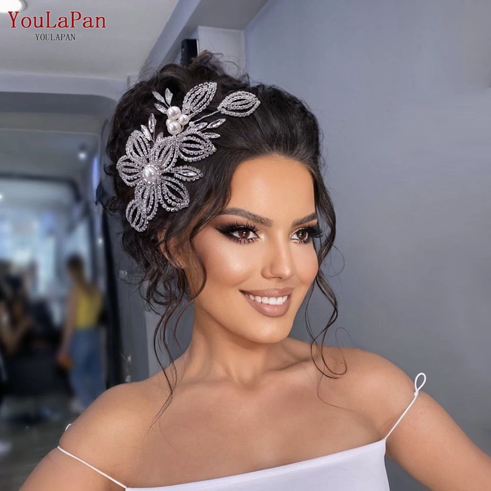 Hair Accessories Bridal Hair Accessories YouLaPan HP445 Luxury Bridal Headpiece Set Crystal Flower Wedding Headband Women Hair Ornament Jewelry Pearls Bride Headdress