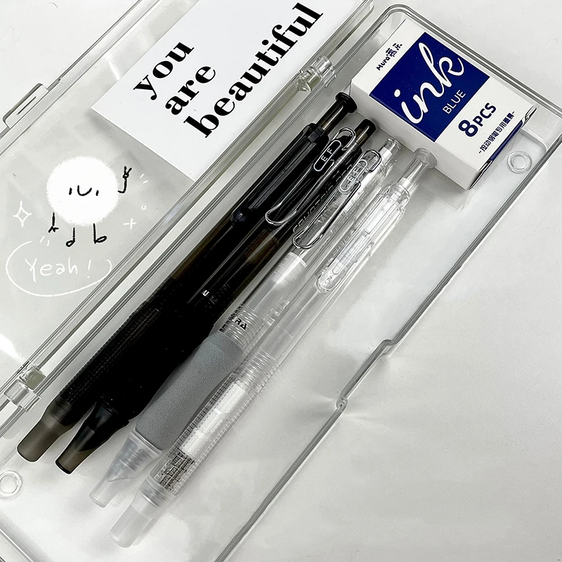 학생용 잉크 카트리지가 있는 간단한 만년필, 0.5mm 젤 펜, 쓰기 펜, 사무실 학교 문구 용품, 세트 당 4 개, 신제품