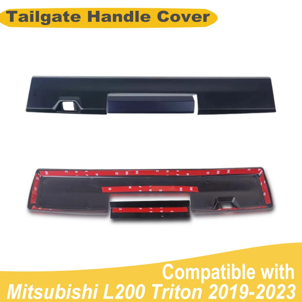미쓰비시 L200 트라이톤 MR GLS 2019-2023 카메라 구멍 ABS 무광 블랙 자동차 외부 액세서리용 리어 테일게이트 도어 핸들 커버