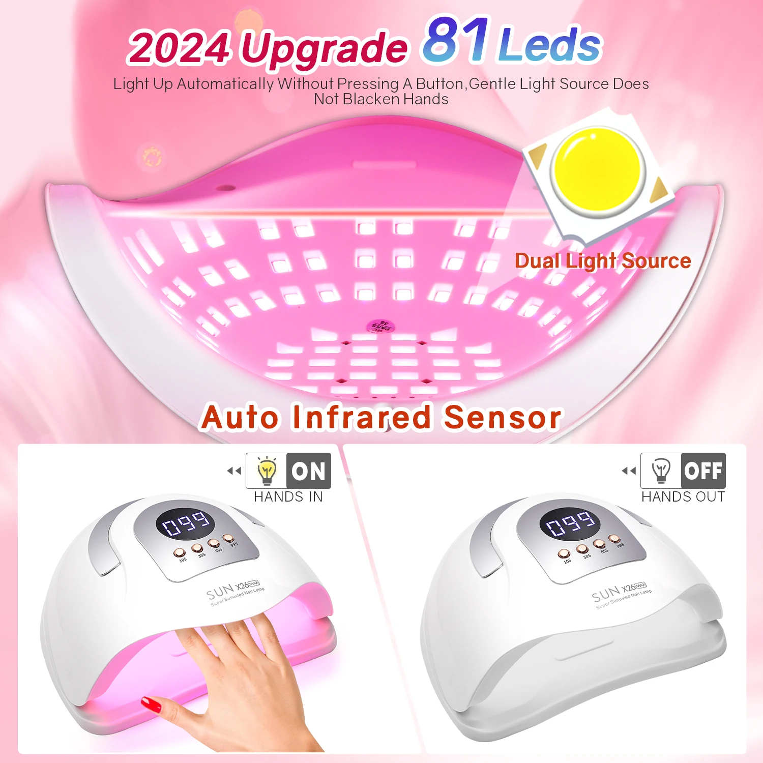 DianaBeauty 380W LED UV Lamp Dryer for Nails Gel Polish Drying Lamp with 4 Timer Setting Auto Sensor Professional Nail Light 3
